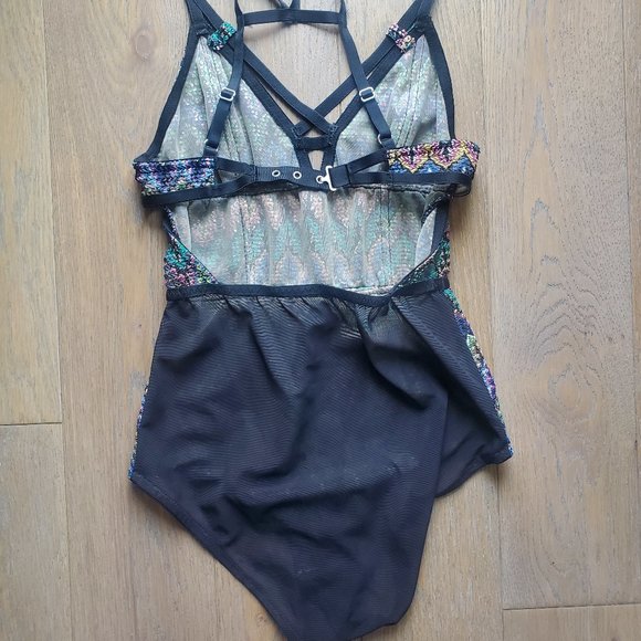 Top Shop Bodysuit Mesh Print Lingerie - Picture 2 of 4